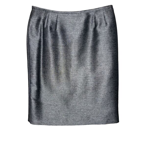 Kasper Size 12 P Silver Skirt Suit Full Button Front Pocket Jacket Wedding - Picture 9 of 12